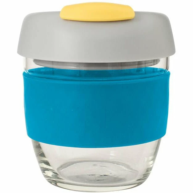 Avanti Glass Gocup Reusable Coffee Cup 236ml - Blue/grey/yellow 3 Avanti Glass Gocup Reusable Coffee Cup 236ml - Blue/grey/yellow