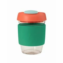 Avanti Glass Gocup Reusable Coffee Cup 355ml - Green/coral/seafoam