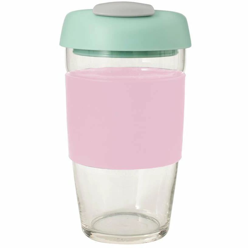 Avanti Glass Gocup Reusable Coffee Cup 473ml - Pink/mint/grey 3 Avanti Glass Gocup Reusable Coffee Cup 473ml - Pink/mint/grey