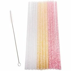 Appetito Reusable Party Straws Pack 12 with Brush - Sparkle 25cm