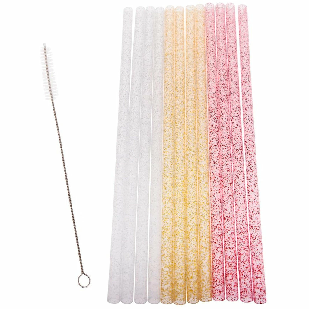 Appetito Reusable Party Straws Pack 12 with Brush - Sparkle 25cm 3 Appetito Reusable Party Straws Pack 12 with Brush - Sparkle 25cm