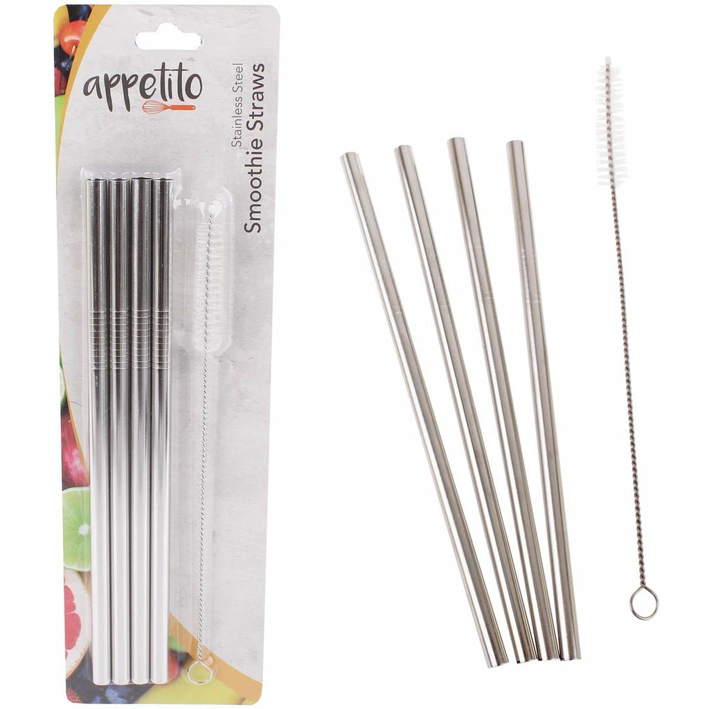 Appetito S/S Straight Smoothie Straws set 4 3 Appetito S/S Straight Smoothie Straws set 4
