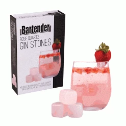 Bartender Bar Tender Rose Quartz Gin Stones Set 6 W/ Bag