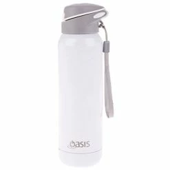 Oasis Insulated Sports Bottle With Straw Stainless Steel 500ml - White