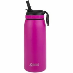 Oasis Insulated Sports Bottle Sipper Straw 780ml Fuchsia