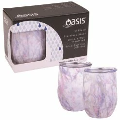 Oasis Insualted Wine Tumbler Gift Set (Silver Quartz) - 2 Piece Set