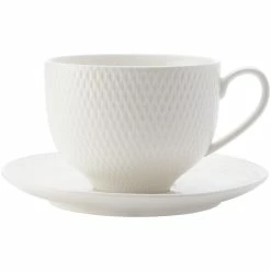 Maxwell and Williams White Basics Diamonds Tea Cup And Saucer 220ml
