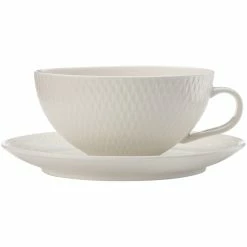 Maxwell and Williams White Basics Diamonds Tea Cup And Saucer Low 250ml
