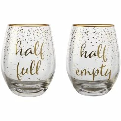 Maxwell and Williams Celebrations Stemless Glass 500ml Set of 2 Full Empty Gift Boxed