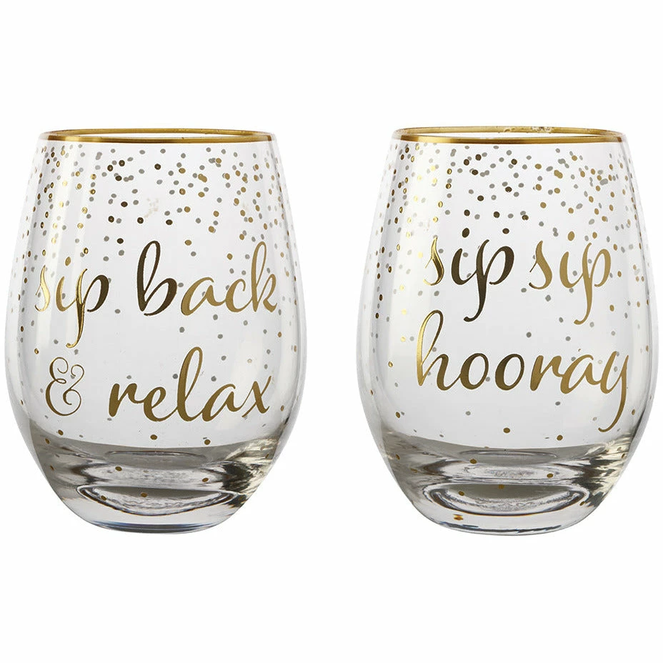 Maxwell and Williams Celebrations Stemless Glass 500ml Set of 2 Relax Hooray Gift Boxed 3 Maxwell and Williams Celebrations Stemless Glass 500ml Set of 2 Relax Hooray Gift Boxed