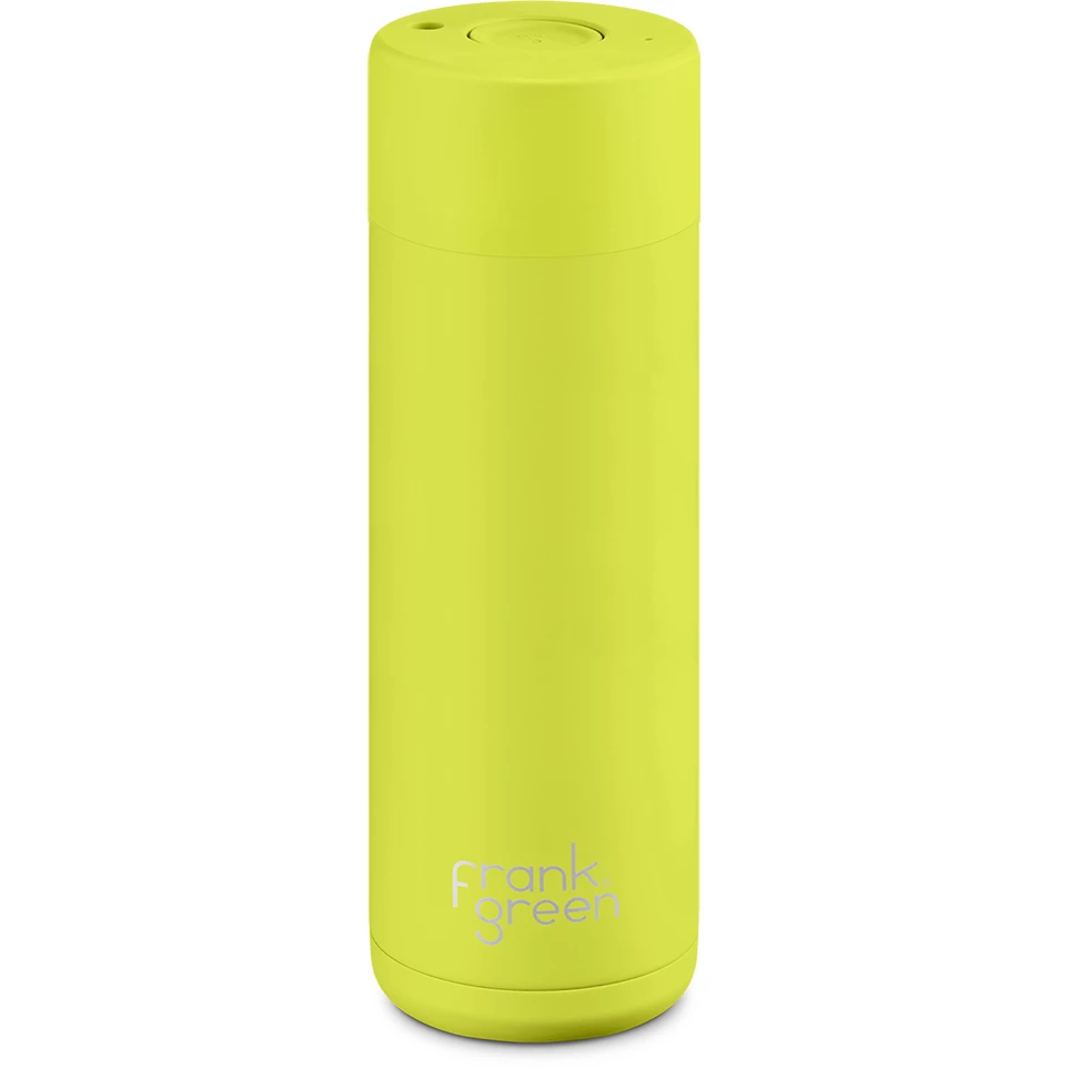 Frank Green Ultimate Ceramic Reusable Bottle Push Button Lid 20oz - Neon Yellow 3 Frank Green Ultimate Ceramic Reusable Bottle Push Button Lid 20oz - Neon Yellow