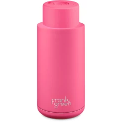 Frank Green 34oz Reusable Bottle - Push Button Lid - Neon Pink