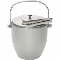BarCraft Ice Bucket with Lid And Tongs Stainless Steel Gift Boxed