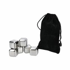 BarCraft Wine Cube Set of 6 Stainless Steel Gift Boxed