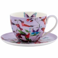 Maxwell and Williams Gabby Malpas Posey Breakfast Cup & Saucer 400ml Perennial Penstemons Gift Boxed