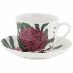 Maxwell and Williams Royal Botanic Gardens Australian Botanics Breakfast Cup & Saucer 450ML Telopea Gift Boxed