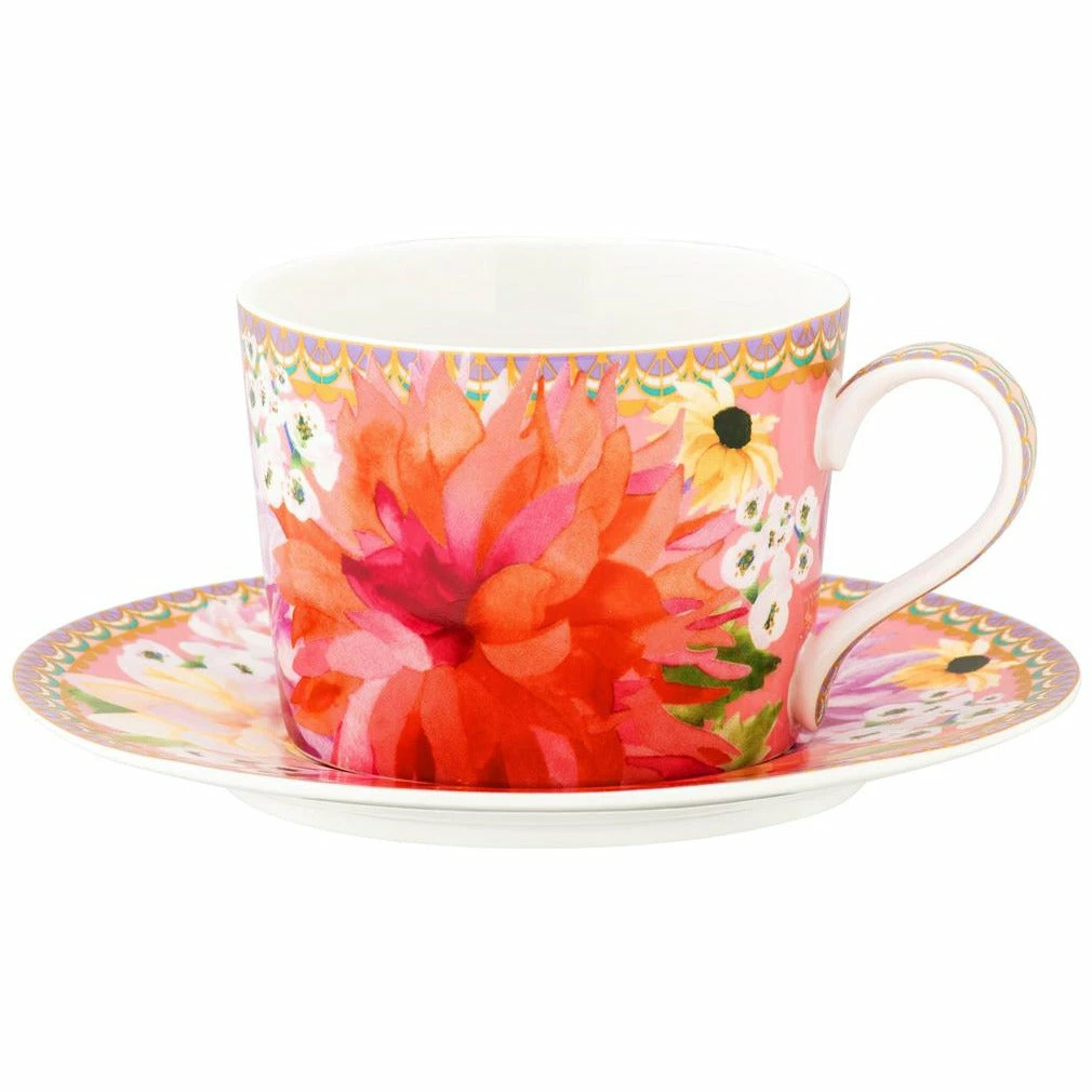 Maxwell and Williams Teas and Cs Dahlia Daze Cup & Saucer 240ML Pink Gift Boxed 3 Maxwell and Williams Teas and Cs Dahlia Daze Cup & Saucer 240ML Pink Gift Boxed