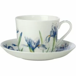 Maxwell and Williams Katherine Castle Floriade Breakfast Cup & Saucer 480ml Irises Gift Boxed