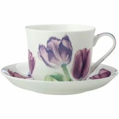 Maxwell and Williams Katherine Castle Floriade Breakfast Cup & Saucer 480ml Tulips Gift Boxed