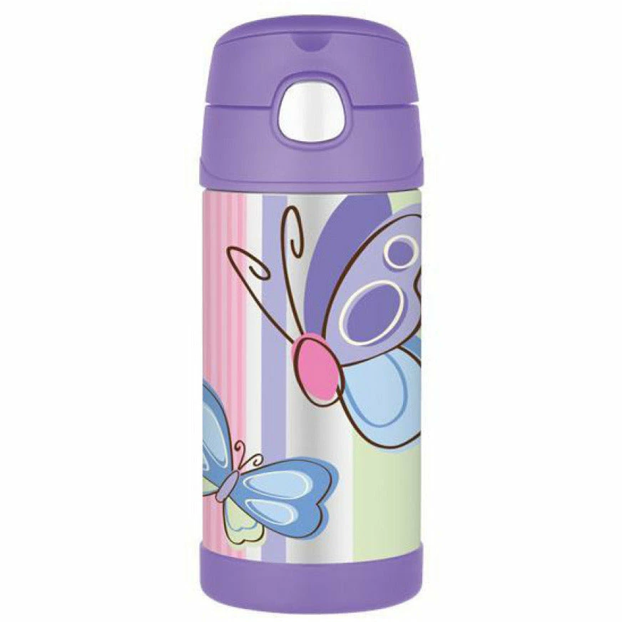 THERMOS Funtainer Vacuum Insulated Drink Bottle Purple Butterfly -355ml 3 THERMOS Funtainer Vacuum Insulated Drink Bottle Purple Butterfly -355ml